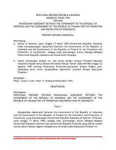 keppres 82/1996 , pengesahan agreement between the government
