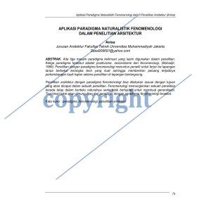 aplikasi paradigma fenomenologi dalam penelitian - arsitektur