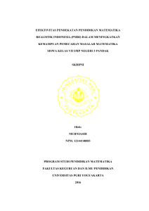 efektivitas pendekatan pendidikan matematika realistik indonesia