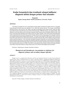 Kadar hematokrit dan trombosit sebagai indikator diagnosis infeksi