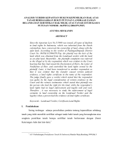 ayunda srykandy | 1 analisis yuridis kepastian hukum kepemilikan
