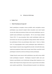 9 II. TINJAUAN PUSTAKA A. Kajian Teori 1. Model Pembelajaran