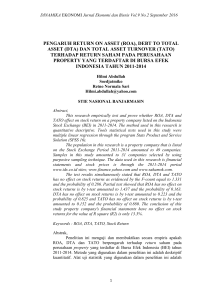 PENGARUH RETURN ON ASSET (ROA), DEBT TO TOTAL ASSET