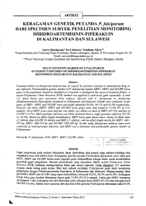 KERAGAMAN GENETIK PETANDA P. falciparum DARI SPECIMEN