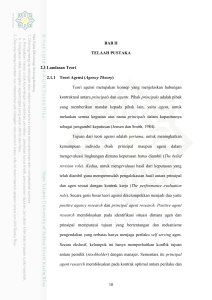 10 BAB II TELAAH PUSTAKA 2.1 Landasan Teori 2.1.1 Teori Agensi