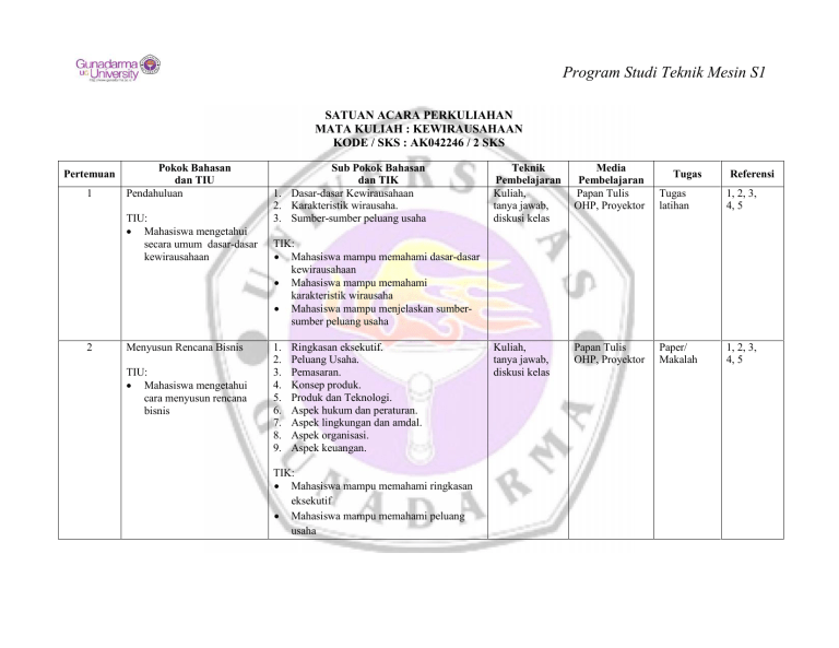 Program Studi Teknik Mesin S1