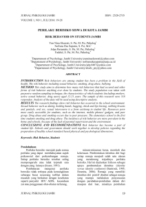 PERILAKU BERISIKO SISWA DI KOTA JAMBI