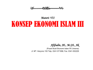 Materi: V Konsep Ekonomi Islam II