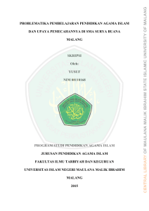 PROBLEMATIKA PEMBELAJARAN PENDIDIKAN AGAMA ISLAM