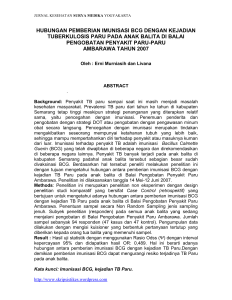hubungan pemberian Imunisasi BCG dengan kejadian tuberkulosis