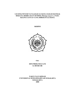 UJI EFEK PENURUNAN KADAR GLUKOSA DARAH EKSTRAK