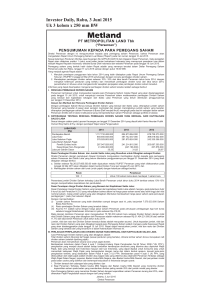 Investor Daily, Rabu, 3 Juni 2015 Uk 3 kolom x 250 mm BW