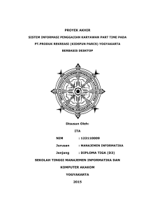 PROYEK AKHIR Disusun Oleh: ITA NIM : 123110009 Jurusan