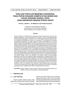 EVALUASI POPULASI MIKROBA FUNGSIONAL PADA PUPUK