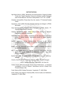 218 DAFTAR PUSTAKA Agyl Satrio Hutomo, (2008), “Manajemen