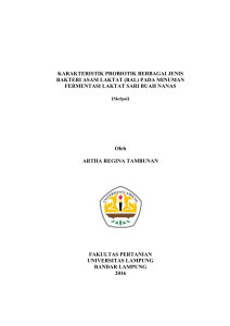 KARAKTERISTIK PROBIOTIK BERBAGAI JENIS BAKTERI ASAM