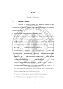 9 BAB II TINJAUAN PUSTAKA 2.1 Penelitian Terdahulu Penelitian