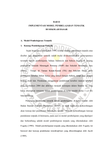 BAB II IMPLEMENTASI MODEL PEMBELAJARAN TEMATIK DI