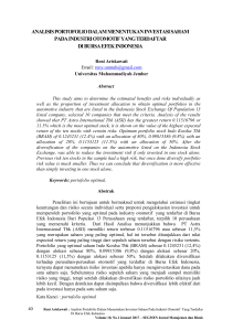analisis portofolio dalam menentukan investasi saham pada industri