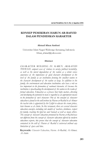 Konsep pemiKiran Harun ar-rasyid dalam pendidiKan KaraKter