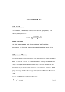 II. TINJAUAN PUSTAKA 2.1 Definisi Turunan Turunan fungsi f