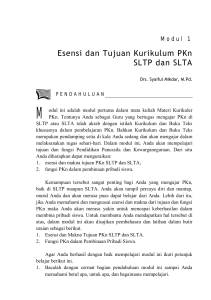 Esensi dan Tujuan Kurikulum PKn SLTP dan SLTA