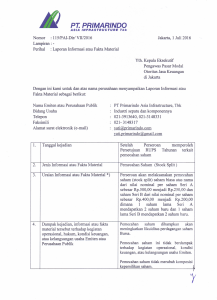 Fakta Material - PT. Primarindo Asia Infrastructure Tbk