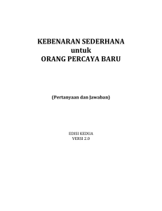 KEBENARAN SEDERHANA untuk ORANG PERCAYA BARU