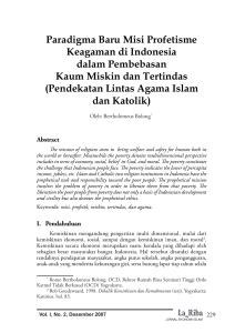 Paradigma Baru Misi Profetisme Keagaman di