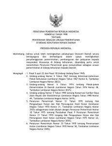peraturan pemerintah republik indonesia nomor 62 tahun 1998
