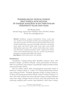 pemberlakuan hukum syariat bagi warga non muslim di daerah