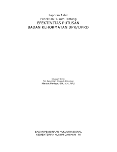 efektivitas putusan badan kehormatan dpr/dprd