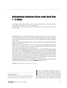 Kelengkapan Imunisasi Dasar pada Anak Usia 1 – 5 tahun