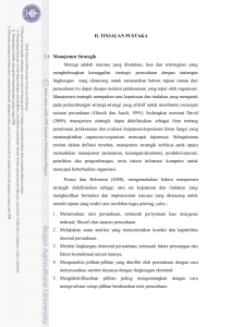 II. TINJAUAN PUSTAKA 2.1 Manajemen Strategik