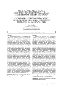 PrOBLeMatIKa PeManfaatan BUKU PaKet PenDIDIKan agaMa