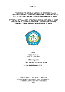 jurnal pengaruh penerapan metode eksperimen