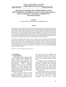 penarapan metode goal programming untuk mengoptimalkan