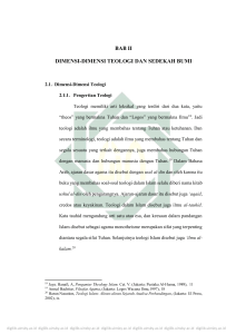 BAB II DIMENSI-DIMENSI TEOLOGI DAN SEDEKAH BUMI