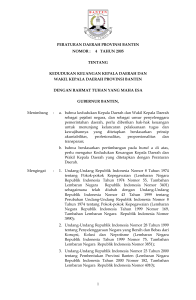 Perda Provinsi Banten No. 4 Tahun 2005 tentang Kedudukan