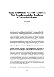 Telaah Konsep Teologi pada Buku Daras Teologi di Pesantren