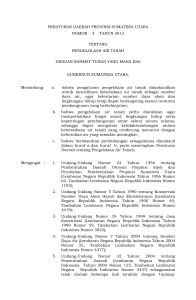 peraturan daerah provinsi sumatera utara nomor 4 tahun 2013