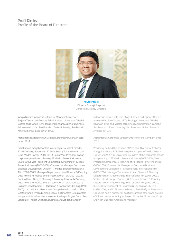 Profil Direksi Profile Of The Board Of Directors