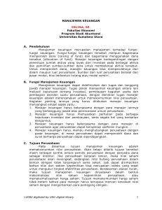 Manajemen Keuangan - Universitas Sumatera Utara
