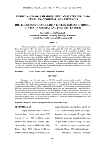 perbedaan kadar hemoglobin dan status gizi pada persalinan