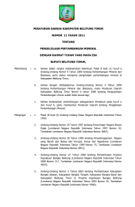 peraturan daerah kabupaten belitung timur nomor 11 tahun 2011