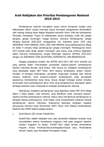 Arah Kebijakan dan Prioritas Pembangunan Nasional 2010-2014