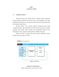 7 BAB 2 LANDASAN TEORI 2.1 Manajemen Operasi