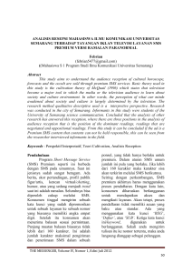 analisis resepsi mahasiswa ilmu komunikasi universitas semarang