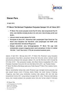 19 April 2012: PT Merck Tbk Berhasil Tingkatkan Penjualan Sampai