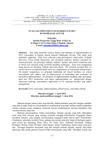 EVALUASI IMPLEMENTASI KURIKULUM 2013 DI
